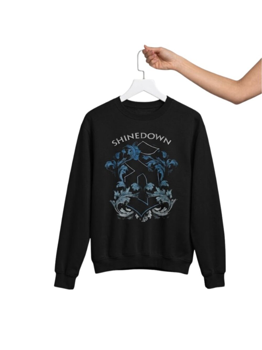 Shinedown Band Graphic Sweatshirt, Black Hard Rock Alternative Crewneck